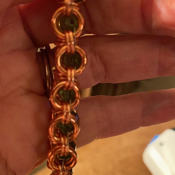 Chunky Copper & Glass Bead Handmade Bracelet - Picture 10 of 10